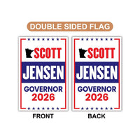 Scott Jensen For Minnesota Governor 2026 Garden Flag, Double Sided, 2026 Governor Flag, Republic, Elections Flag, Race Red White & Blue Flag