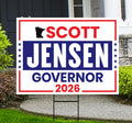 Scott Jensen For Minnesota Governor 2026 Yard Sign, Corrugated Plastic Governor Elections Race Red White & Blue Yard Sign with Metal H-Stake