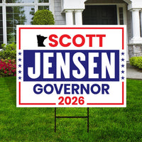 Scott Jensen For Minnesota Governor 2026 Yard Sign, Corrugated Plastic Governor Elections Race Red White & Blue Yard Sign with Metal H-Stake