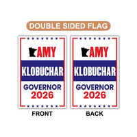 Amy Klobuchar For Minnesota Governor 2026 Garden Flag, Double Sided, 2026 Governor Flag, Elections Flag, Race Red White & Blue Flag