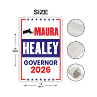 Maura Healey For Massachusetts Governor 2026 Garden Flag, Double Sided, 2026 Governor Flag, Elections Flag, Race Red White & Blue Flag