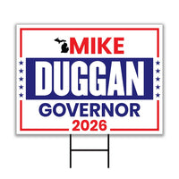 Mike Duggan For Michigan Governor 2026 Yard Sign, Corrugated Plastic Governor Elections Race Red White & Blue Yard Sign with Metal H-Stake