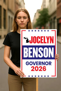 Jocelyn Benson For Michigan Governor 2026 Election Sign, Political Campaign Sign, Democratic party, Governor Election 2026 Race Poster Sign