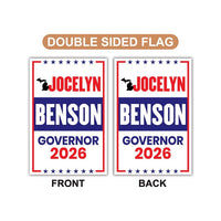 Jocelyn Benson For Michigan Governor 2026 Garden Flag, Double Sided, 2026 Governor Flag, Elections Flag, Race Red White & Blue Flag
