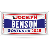 Jocelyn Benson For Michigan U.S. Governor Banner Sign, 13 oz Waterproof US Governor Election 2026 Vinyl Banner With Metal Grommets
