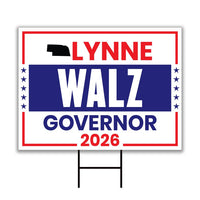 Lynne Walz For Nebraska Governor 2026 Yard Sign, Corrugated Plastic Governor Elections Race Red White & Blue Yard Sign with Metal H-Stake