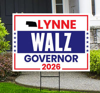 Lynne Walz For Nebraska Governor 2026 Yard Sign, Corrugated Plastic Governor Elections Race Red White & Blue Yard Sign with Metal H-Stake