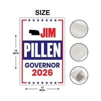 Jim Pillen For Nebraska Governor 2026 Garden Flag, Double Sided, 2026 Governor Flag, Republican, Elections Flag, Race Red White & Blue Flag