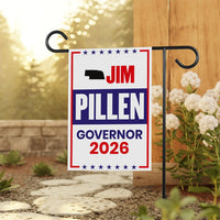 Jim Pillen For Nebraska Governor 2026 Garden Flag, Double Sided, 2026 Governor Flag, Republican, Elections Flag, Race Red White & Blue Flag