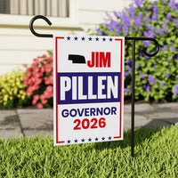 Jim Pillen For Nebraska Governor 2026 Garden Flag, Double Sided, 2026 Governor Flag, Republican, Elections Flag, Race Red White & Blue Flag