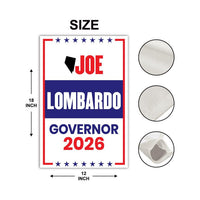 Joe Lombardo For Nevada Governor 2026 Garden Flag, Double Sided, 2026 Governor Flag, Republican, Elections Flag, Race Red White & Blue Flag