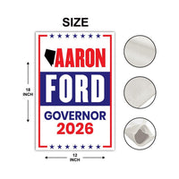 Aaron Ford For Nevada Governor 2026 Garden Flag, Double Sided, 2026 Governor Flag, Democratic, Elections Flag, Race Red White & Blue Flag