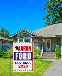 Aaron Ford For Nevada Governor 2026 Garden Flag, Double Sided, 2026 Governor Flag, Democratic, Elections Flag, Race Red White & Blue Flag