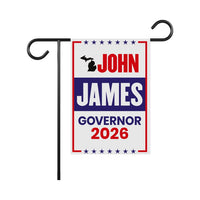 John James For Michigan Governor 2026 Garden Flag, Double Sided, 2026 Governor Flag, Republican, Elections Flag, Race Red White & Blue Flag