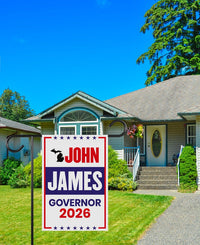 John James For Michigan Governor 2026 Garden Flag, Double Sided, 2026 Governor Flag, Republican, Elections Flag, Race Red White & Blue Flag