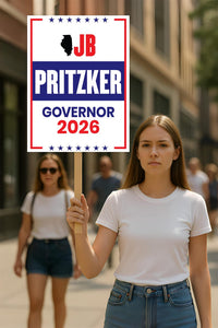JB Pritzker For Illinois Governor 2026 Election Sign, Political Campaign Sign, Democratic party, Governor Election 2026 Race Poster Sign
