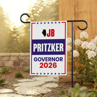 JB Pritzker For Illinois Governor 2026 Garden Flag, Double Sided, 2026 Governor Flag, Democrate, Elections Flag, Race Red White & Blue Flag