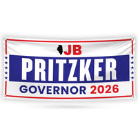 JB Pritzker For Illinois U.S. Governor Banner Sign, 13 oz Waterproof US Governor Election 2026 Vinyl Banner With Metal Grommets