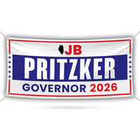 JB Pritzker For Illinois U.S. Governor Banner Sign, 13 oz Waterproof US Governor Election 2026 Vinyl Banner With Metal Grommets