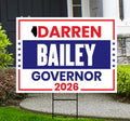 Darren Bailey For Illinois Governor 2026 Yard Sign, Corrugated Plastic Governor Elections Race Red White & Blue Yard Sign with Metal H-Stake