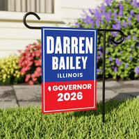 Darren Bailey For Illinois Governor 2026 Garden Flag, Double Sided, 2026 Governor Flag, Republic, Elections Flag, Race Red White & Blue Flag