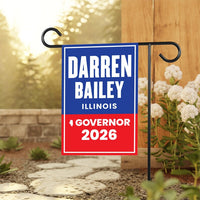 Darren Bailey For Illinois Governor 2026 Garden Flag, Double Sided, 2026 Governor Flag, Republic, Elections Flag, Race Red White & Blue Flag