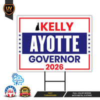 Kelly Ayotte For New Hampshire Governor 2026 Yard Sign, Corrugated Governor Elections Race Red White & Blue Yard Sign with Metal H-Stake