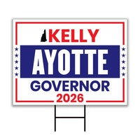 Kelly Ayotte For New Hampshire Governor 2026 Yard Sign, Corrugated Governor Elections Race Red White & Blue Yard Sign with Metal H-Stake