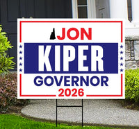 Jon Kiper For New Hampshire Governor 2026 Yard Sign, Corrugated Plastic Governor Elections Race Red White Blue Yard Sign with Metal H-Stake