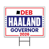 Deb Haaland For New Mexico Governor 2026 Yard Sign, Corrugated Plastic Governor Elections Race Red White & Blue Yard Sign with Metal H-Stake