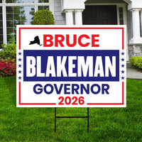 Bruce Blakeman For New York Governor 2026 Yard Sign, Corrugated Plastic Governor Elections Race Red White Blue Yard Sign with Metal H-Stake