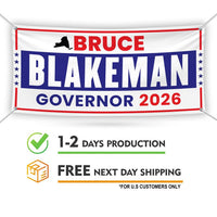 Bruce Blakeman For New York U.S. Governor Banner Sign, 13 oz Waterproof US Governor Election 2026 Vinyl Banner With Metal Grommets