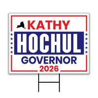 Kathy Hochul For New York Governor 2026 Yard Sign, Corrugated Plastic Governor Elections Race Red White & Blue Yard Sign with Metal H-Stake