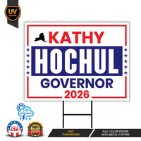 Kathy Hochul For New York Governor 2026 Yard Sign, Corrugated Plastic Governor Elections Race Red White & Blue Yard Sign with Metal H-Stake