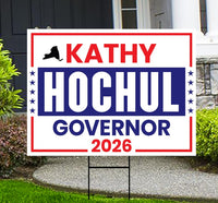 Kathy Hochul For New York Governor 2026 Yard Sign, Corrugated Plastic Governor Elections Race Red White & Blue Yard Sign with Metal H-Stake