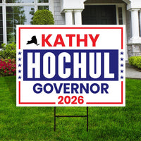 Kathy Hochul For New York Governor 2026 Yard Sign, Corrugated Plastic Governor Elections Race Red White & Blue Yard Sign with Metal H-Stake