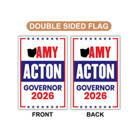 Amy Acton For Ohio Governor 2026 Garden Flag, Double Sided, 2026 Governor Flag, Democratic party, Elections Flag, Race Red White & Blue Flag