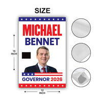 Michael Bennet For Colorado Governor 2026 Garden Flag, Double Sided, 2026 Governor Flag, Elections Flag, Race Red White & Blue Flag