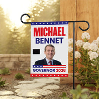 Michael Bennet For Colorado Governor 2026 Garden Flag, Double Sided, 2026 Governor Flag, Elections Flag, Race Red White & Blue Flag