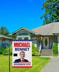 Michael Bennet For Colorado Governor 2026 Garden Flag, Double Sided, 2026 Governor Flag, Elections Flag, Race Red White & Blue Flag