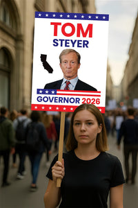 Tom Steyer For California Governor 2026 Election Sign, Political Campaign Sign, Democratic party, Governor Election 2026 Race Poster Sign