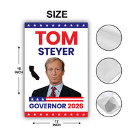 Tom Steyer For California Governor 2026 Garden Flag, Double Sided, 2026 Governor Flag, Democratic, Elections Flag, Race Red White Blue Flag