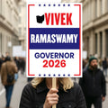 Vivek Ramaswamy For Ohio Governor 2026 Election Sign, Political Campaign Sign, Republican party, Governor Election 2026 Race Poster Sign
