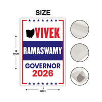 Vivek Ramaswamy For Ohio Governor 2026 Garden Flag, Double Sided, 2026 Governor Flag, Elections Flag, Race Red White & Blue Flag
