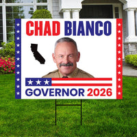 Chad Bianco For California Governor 2026 Yard Sign, Corrugated Plastic Governor Elections Race Red White & Blue Yard Sign with Metal H-Stake