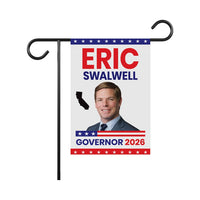 Eric Swalwell For California Governor 2026 Garden Flag, Double Sided, 2026 Governor Flag, Elections Flag, Race Red White & Blue Flag