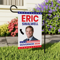Eric Swalwell For California Governor 2026 Garden Flag, Double Sided, 2026 Governor Flag, Elections Flag, Race Red White & Blue Flag