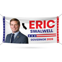 Eric Swalwell For California Governor 2026 Yard Sign, Corrugated Plastic Governor Elections Race Red White Blue Yard Sign with Metal H-Stake