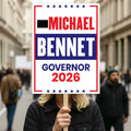 Michael Bennet For Colorado Governor 2026 Election Sign, Political Campaign Sign, Democratic party, Governor Election 2026 Race Poster Sign