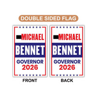 Michael Bennet For Colorado Governor 2026 Garden Flag, Double Sided, 2026 Governor Flag, Elections Flag, Race Red White & Blue Flag